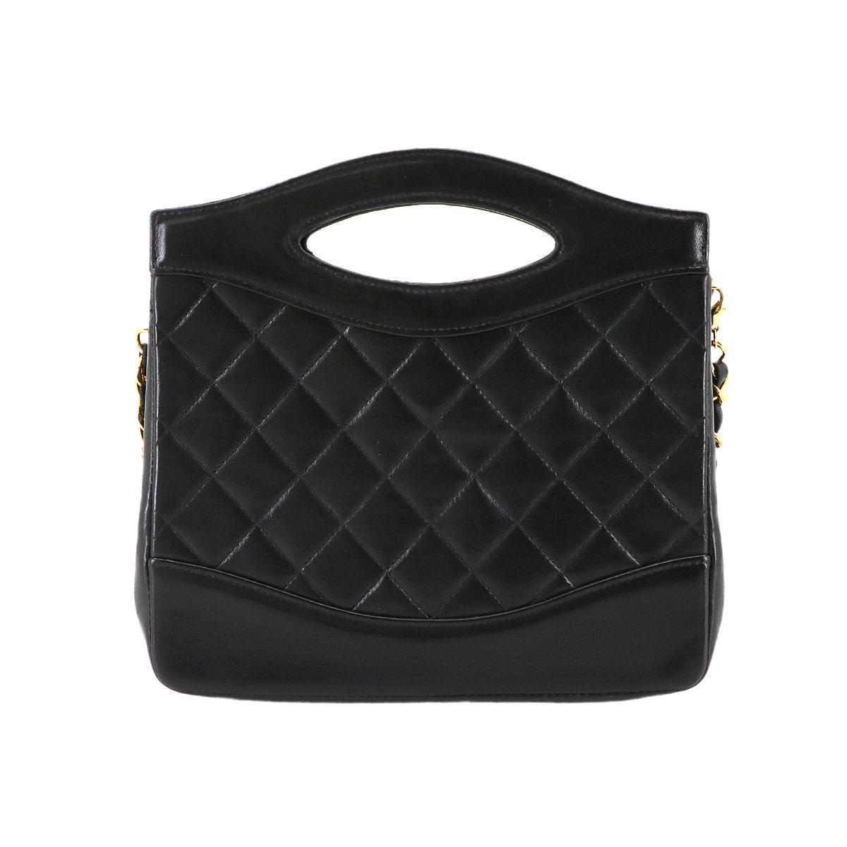 Matelasse 2way Hand Shoulder Bag Leather Black Vintage Purse