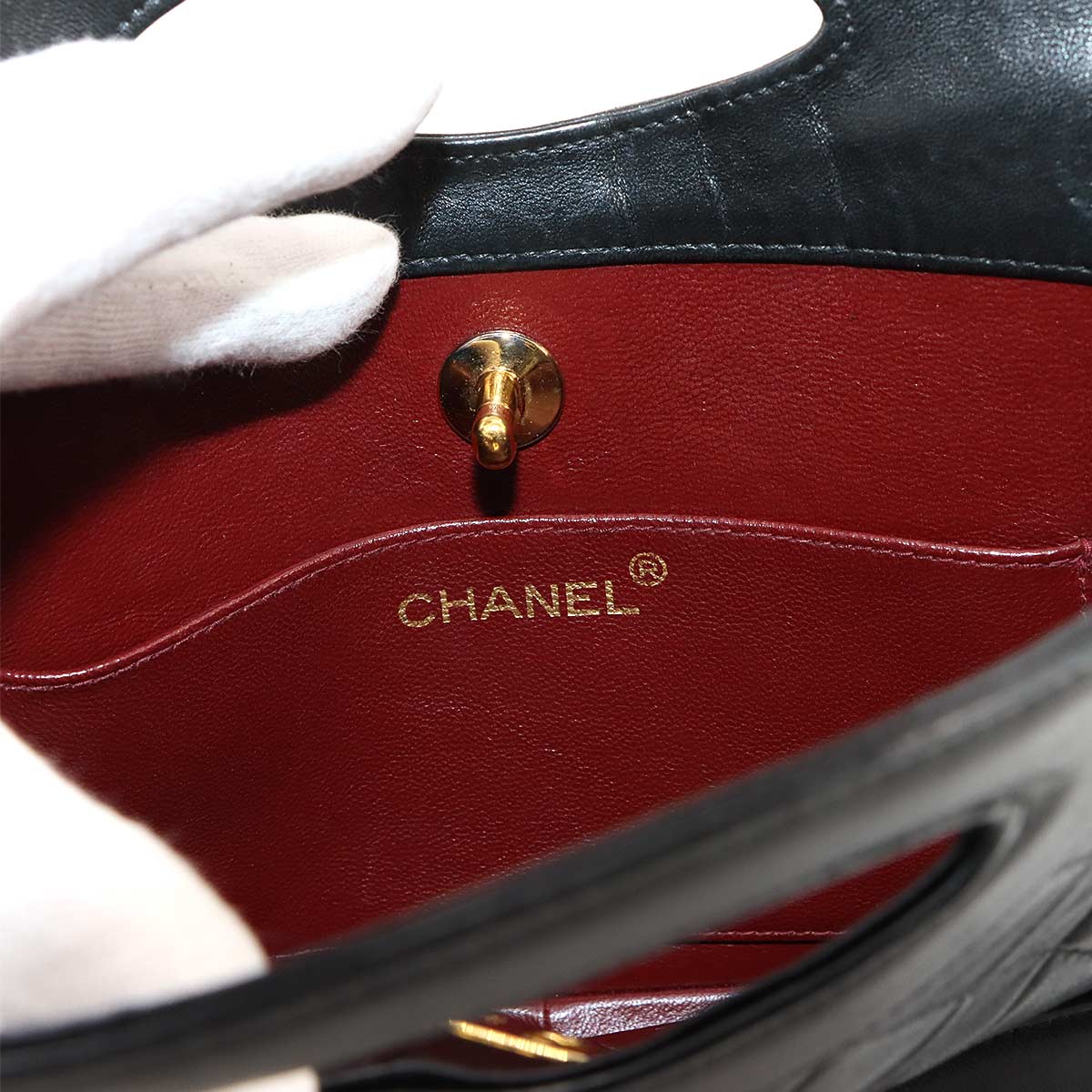 Matelasse 2way Hand Shoulder Bag Leather Black Vintage Purse