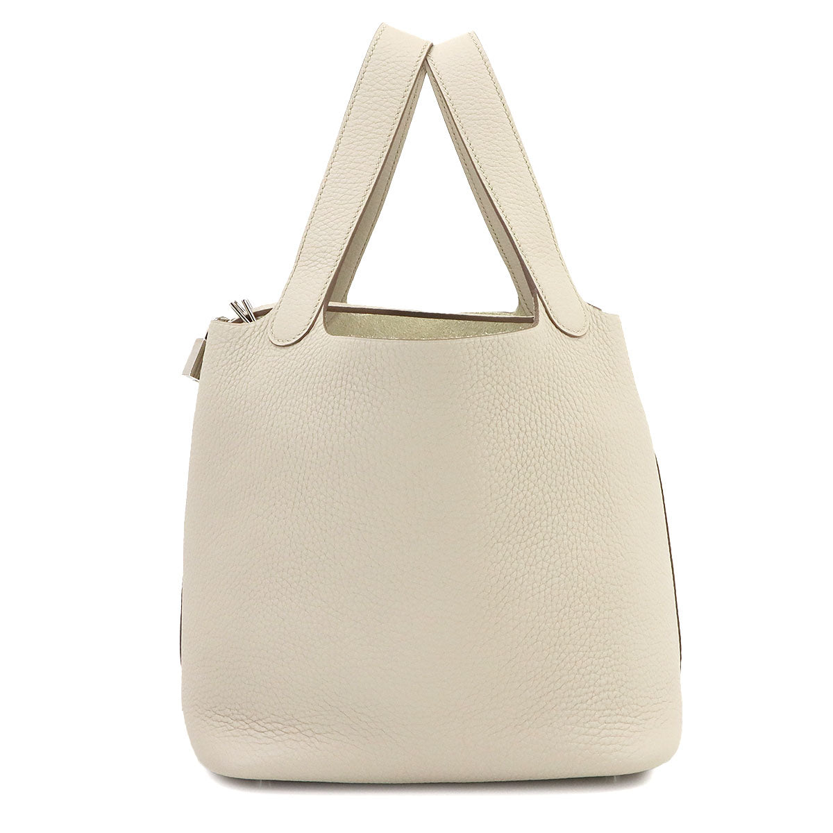 Picotin Lock MM Hand Bag Taurillon Clemence Craie Purse