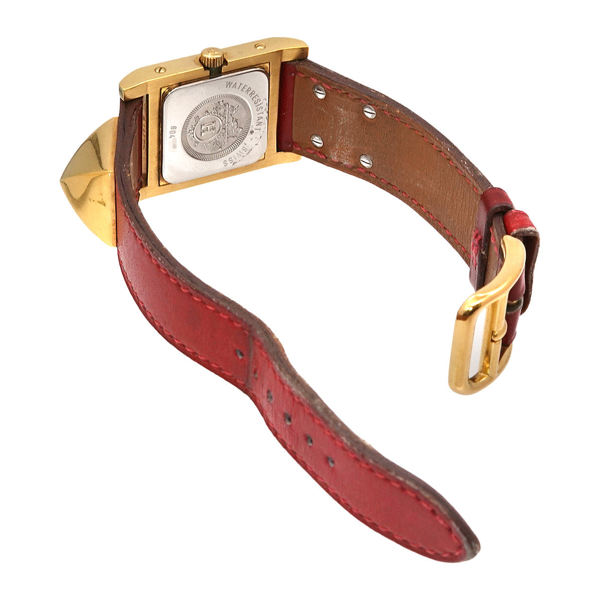 Medor Vintage pyramid Gold studs Quartz White Dial Ladies