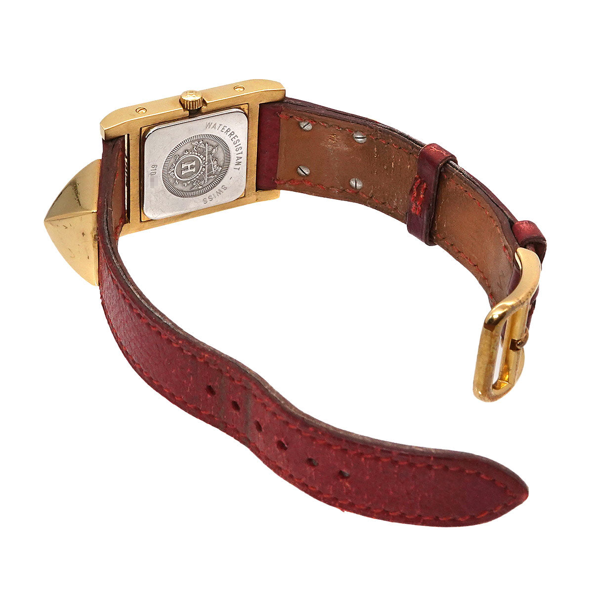 Medor Vintage pyramid Gold studs Quartz White Dial Ladies