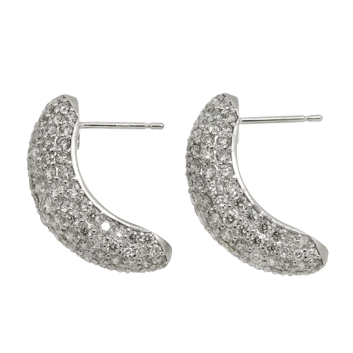 Diamond 2.00ct/2.00ct Earrings Pierced 18K K18 WG 750