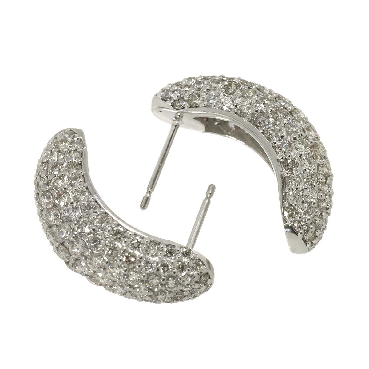 Diamond 2.00ct/2.00ct Earrings Pierced 18K K18 WG 750