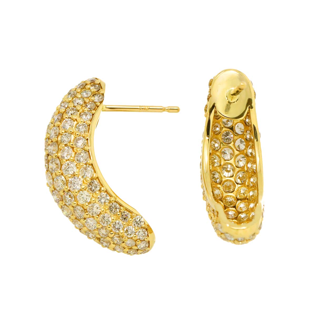 Diamond 2.00ct/2.00ct Earrings Pierced 18K YG Yellow Gold 750