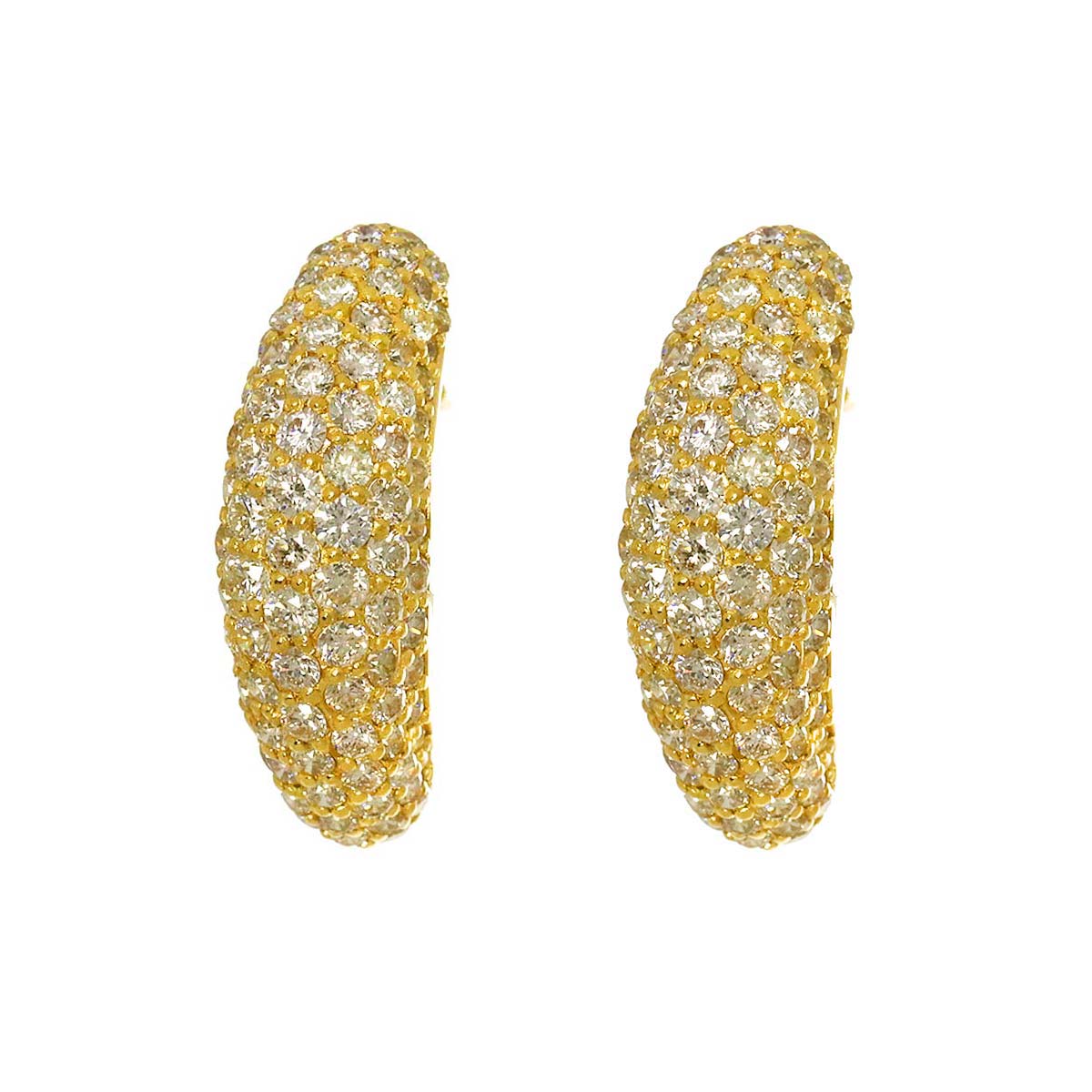 Diamond 2.00ct/2.00ct Earrings Pierced 18K YG Yellow Gold 750