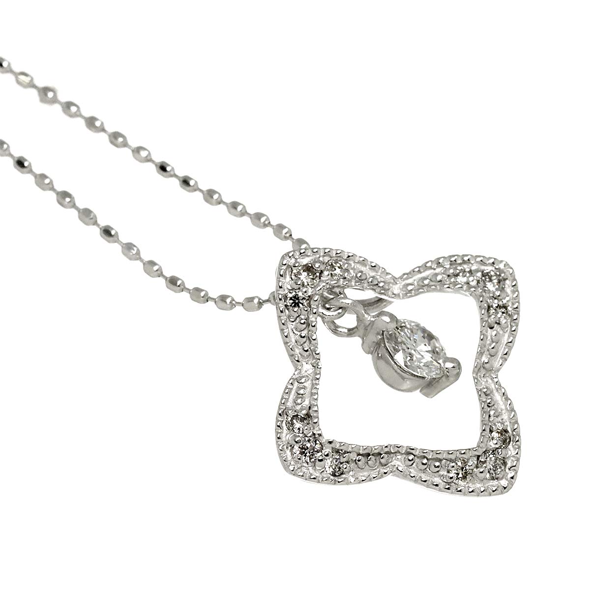 Diamond 0.15ct/0.10ct Necklace 18K WG White Gold 750
