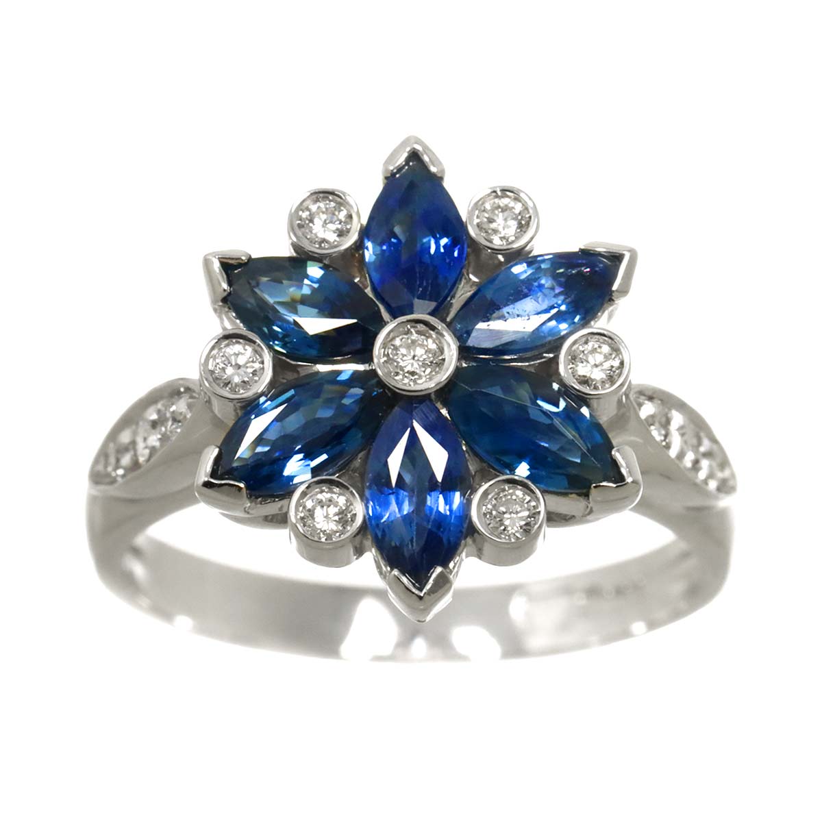 Sapphire Diamond Ring 18K WG 750 Size6.75-7.25(US)