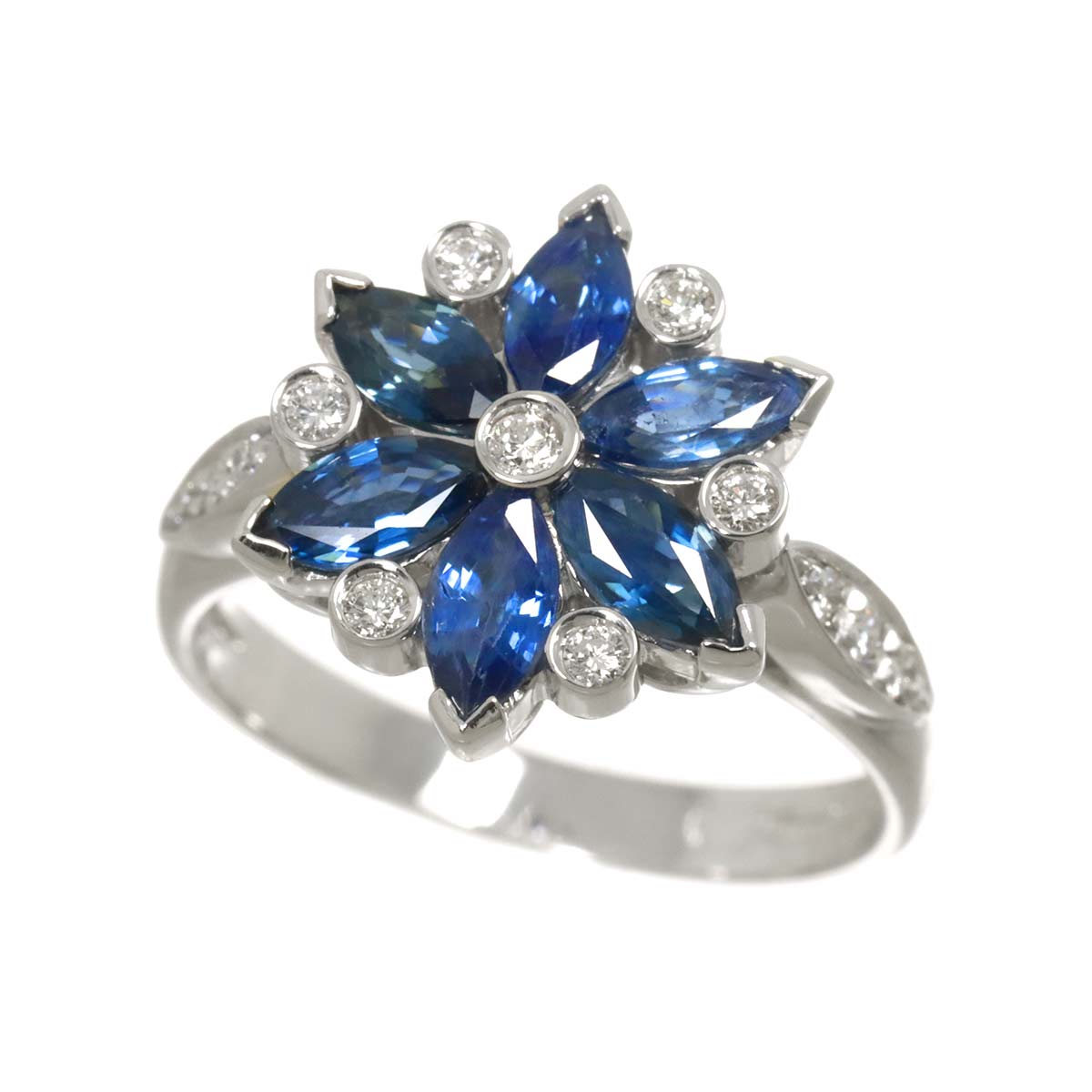Sapphire Diamond Ring 18K WG 750 Size6.75-7.25(US)