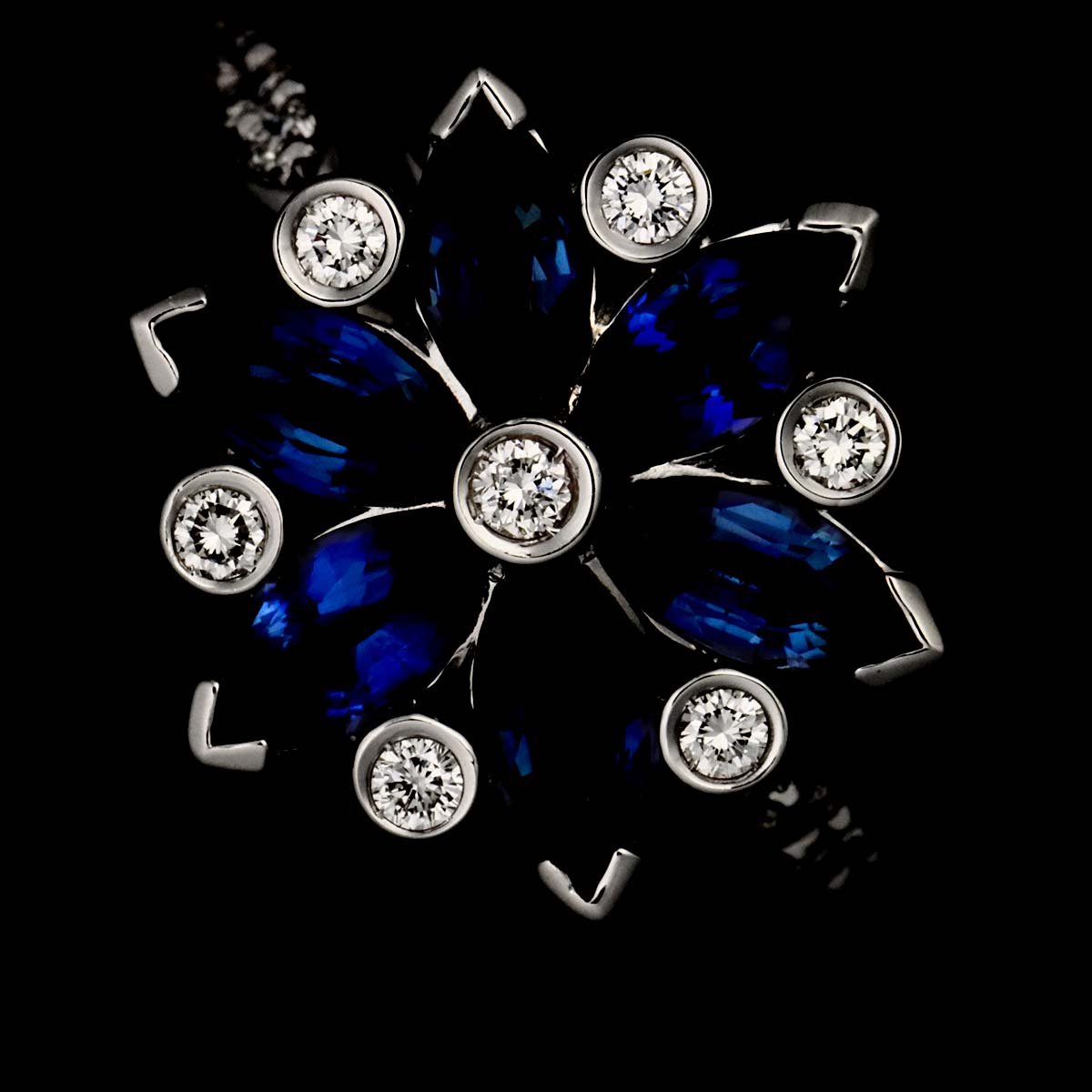 Sapphire Diamond Ring 18K WG 750 Size6.75-7.25(US)