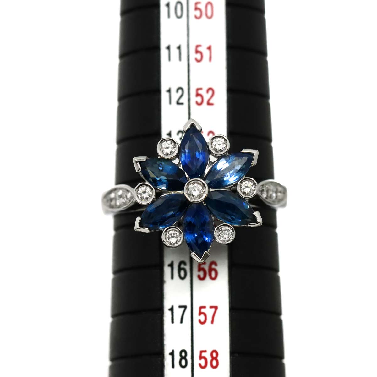 Sapphire Diamond Ring 18K WG 750 Size6.75-7.25(US)