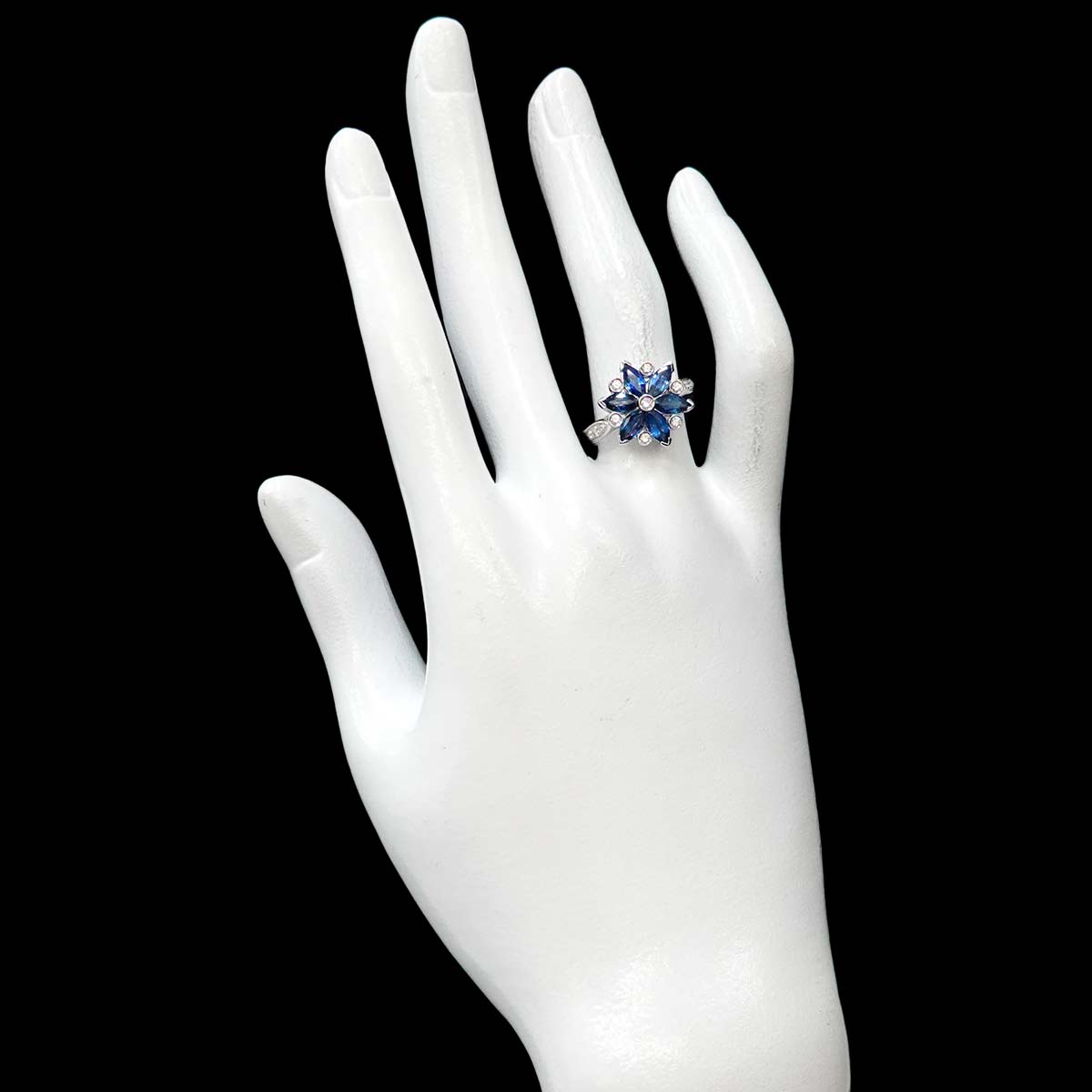 Sapphire Diamond Ring 18K WG 750 Size6.75-7.25(US)