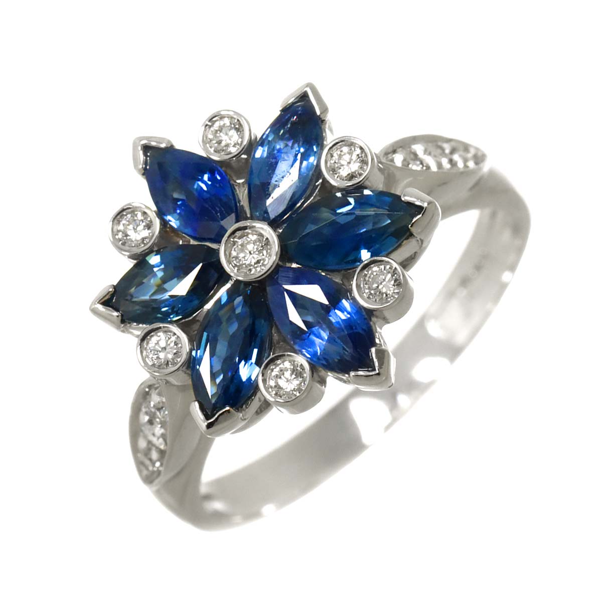 Sapphire Diamond Ring 18K WG 750 Size6.75-7.25(US)
