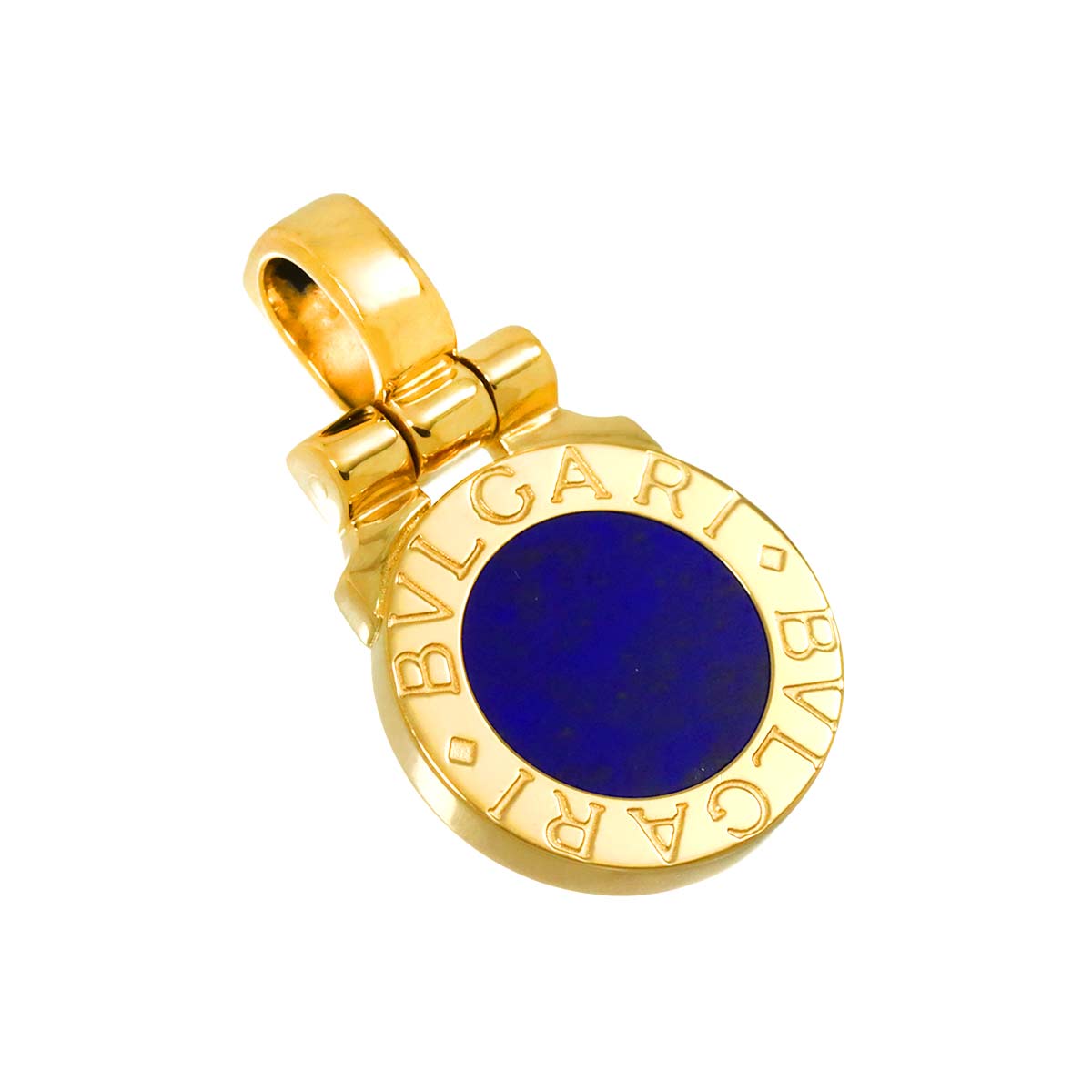 Double Logo Lapis Lazuli Pendant Top 18K YG 750