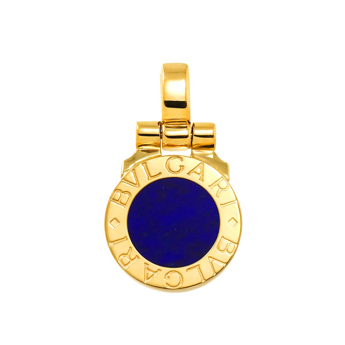 Double Logo Lapis Lazuli Pendant Top 18K YG 750