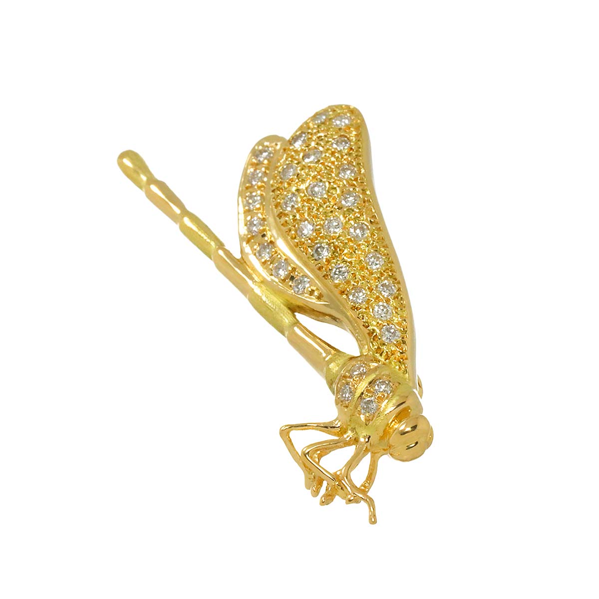 Diamond 0.45ct Brooch 18K YG Yellow Gold 750