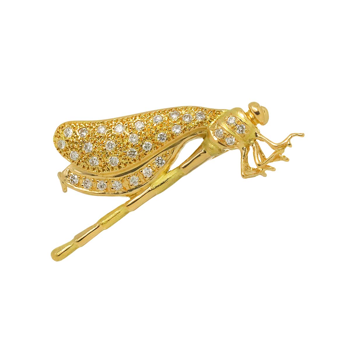 Diamond 0.45ct Brooch 18K YG Yellow Gold 750