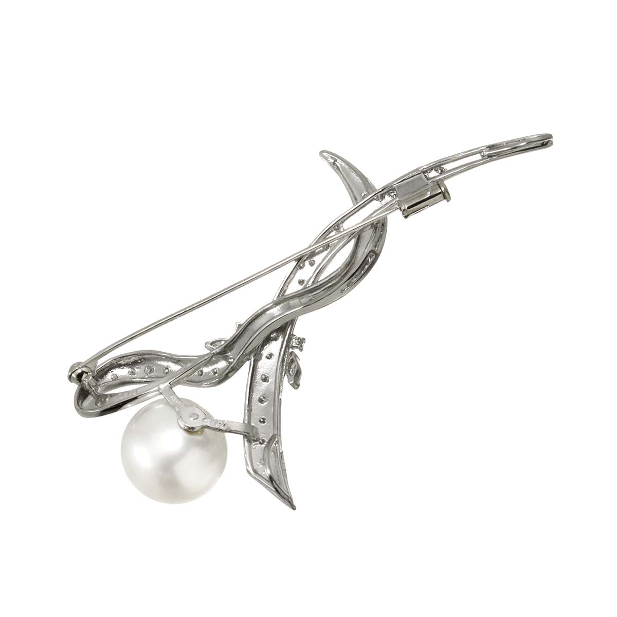 South Sea Pearl 13.5mm Diamond 0.67ct/0.10ct Brooch Pt