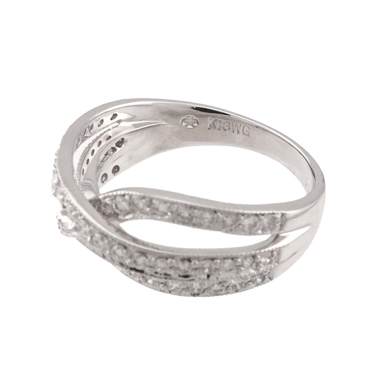 Diamond 0.51ct Ring 18K K18 WG White Gold size6.25-6.5(US)