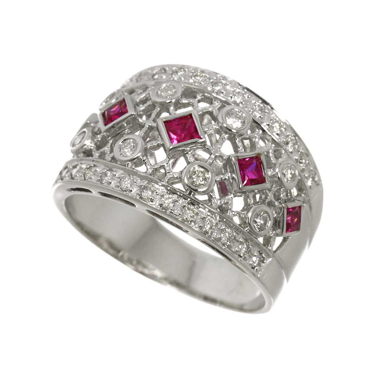 Ruby 0.57ct Diamond 0.65ct Ring 18K WG size5.5-5.75(US)