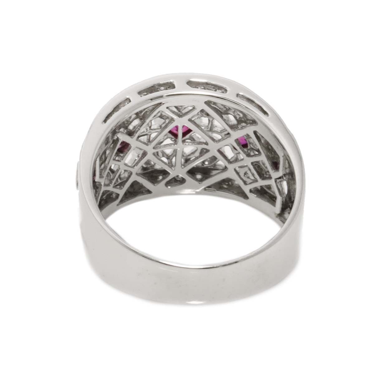 Ruby 0.57ct Diamond 0.65ct Ring 18K WG size5.5-5.75(US)