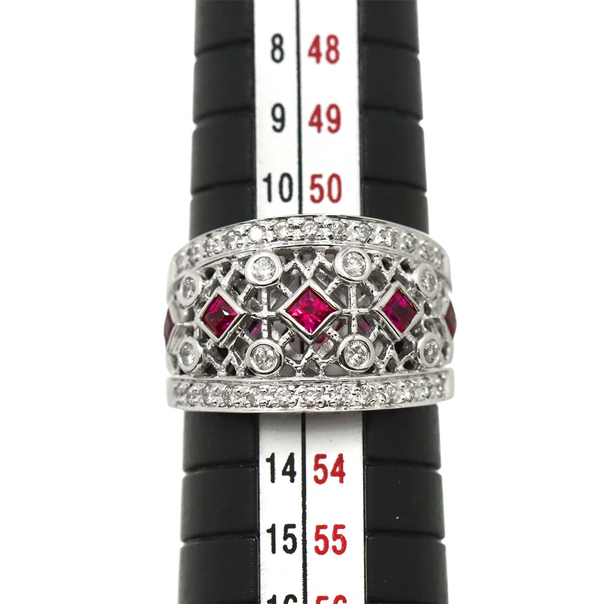 Ruby 0.57ct Diamond 0.65ct Ring 18K WG size5.5-5.75(US)