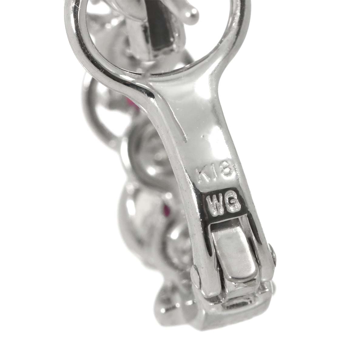 Ruby Diamond 0.04ct/0.04ct Earrings Clip-on 18K K18 WG 750