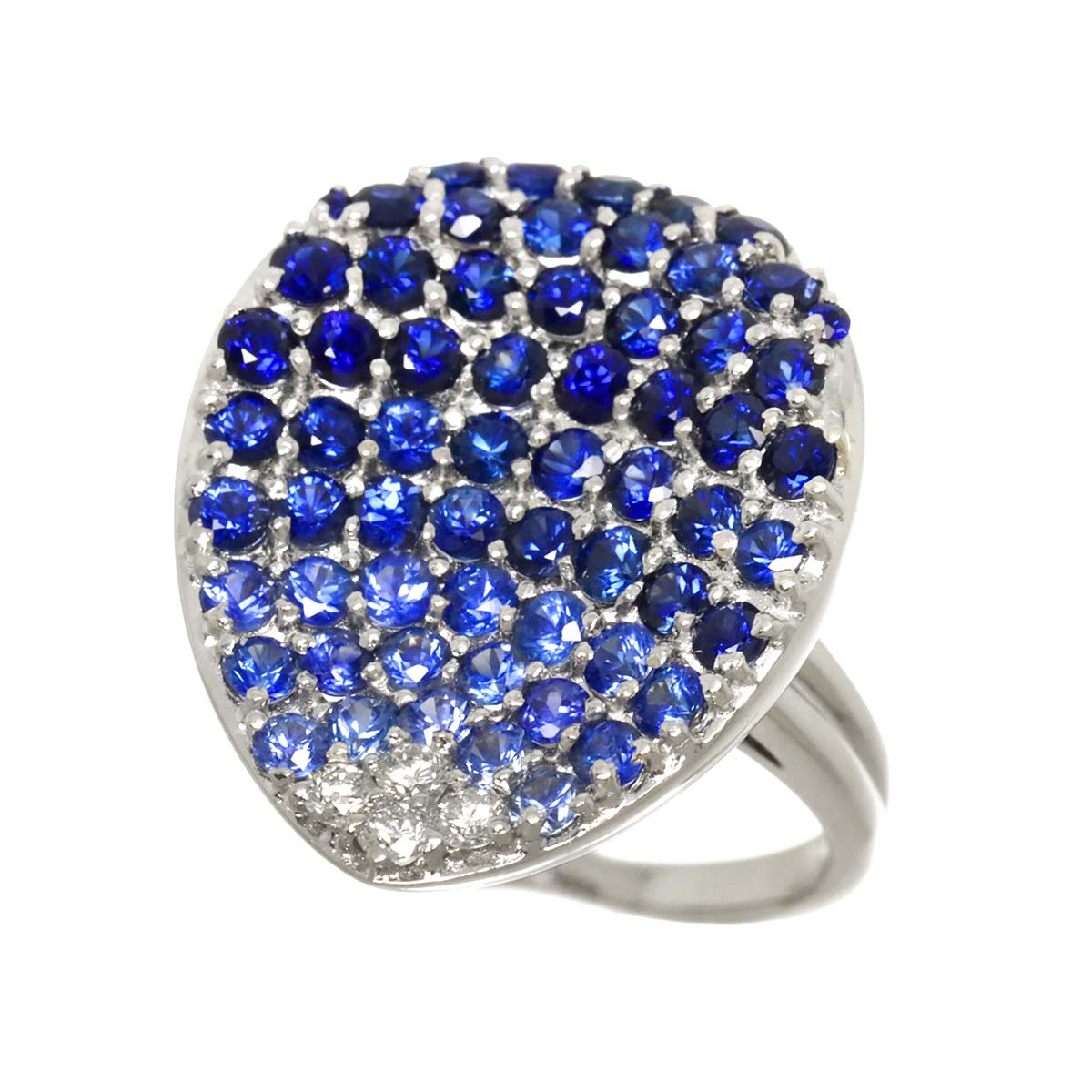 Sapphire 3.53ct Diamond 0.16ct Ring 18K K18 WG size5.5-5.75(US)