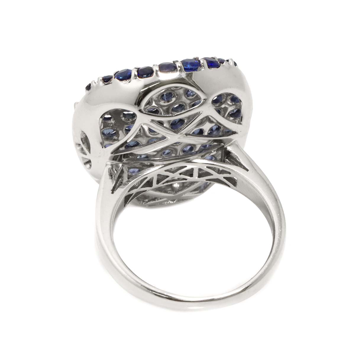 Sapphire 3.53ct Diamond 0.16ct Ring 18K K18 WG size5.5-5.75(US)