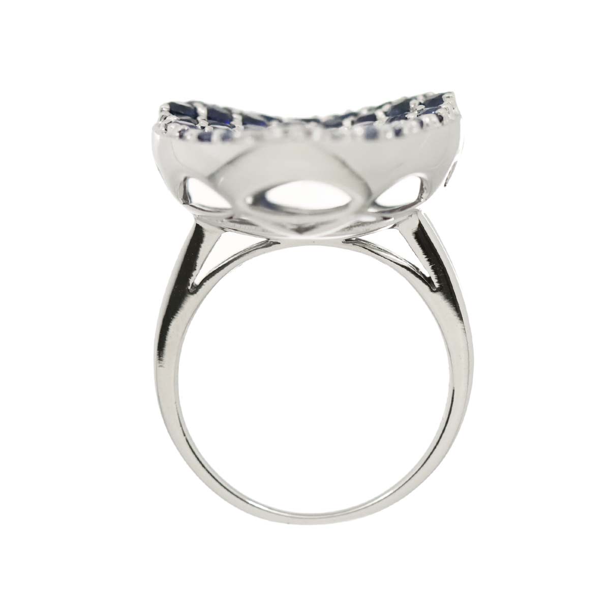 Sapphire 3.53ct Diamond 0.16ct Ring 18K K18 WG size5.5-5.75(US)