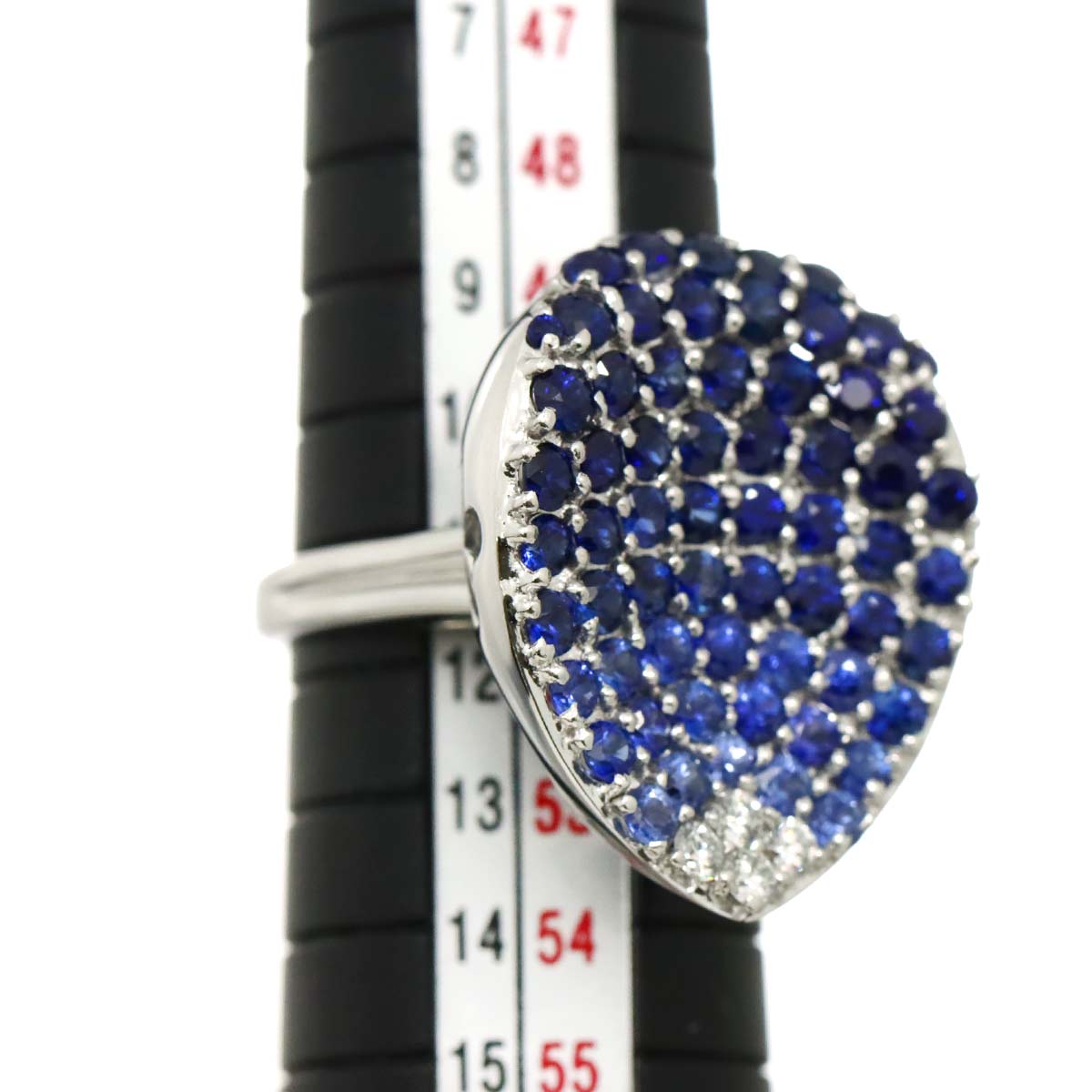 Sapphire 3.53ct Diamond 0.16ct Ring 18K K18 WG size5.5-5.75(US)