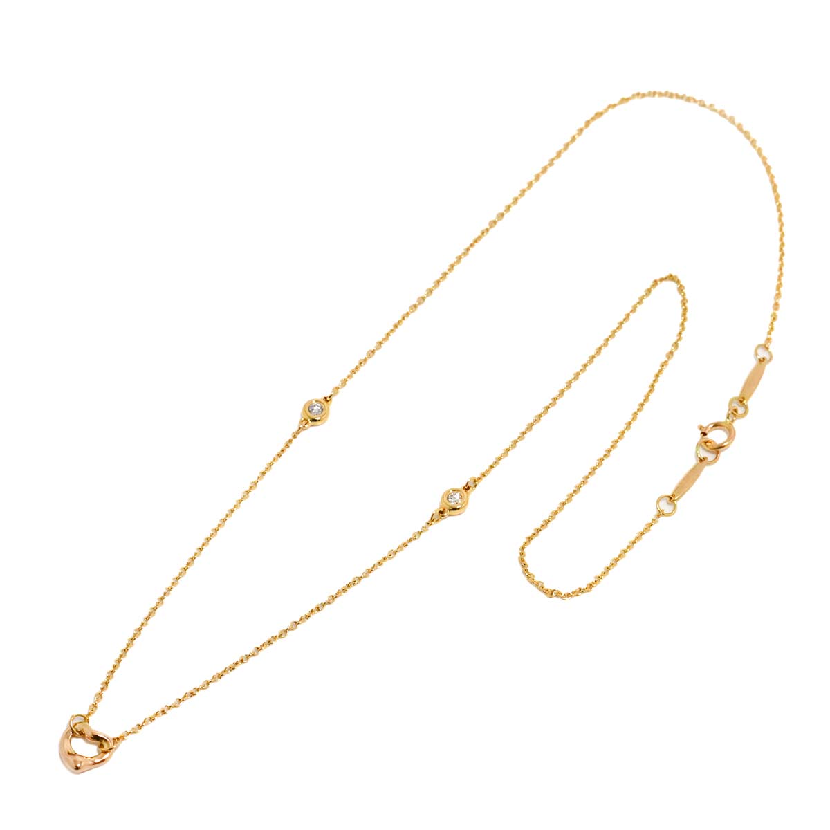 By The Yard Open Heart Diamond Necklace 18K PG 750