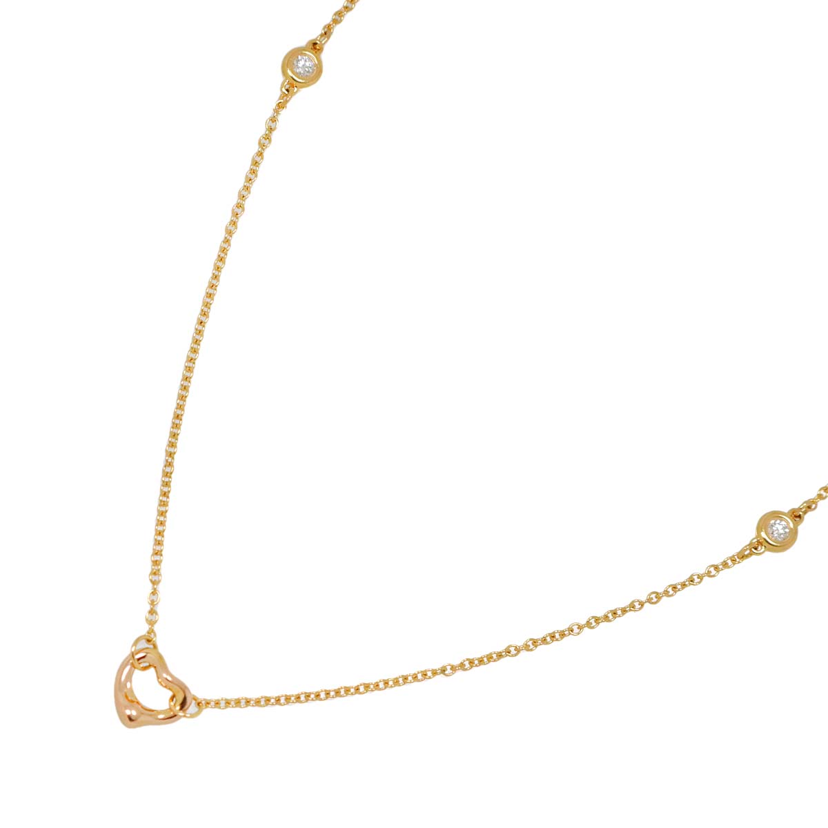 By The Yard Open Heart Diamond Necklace 18K PG 750