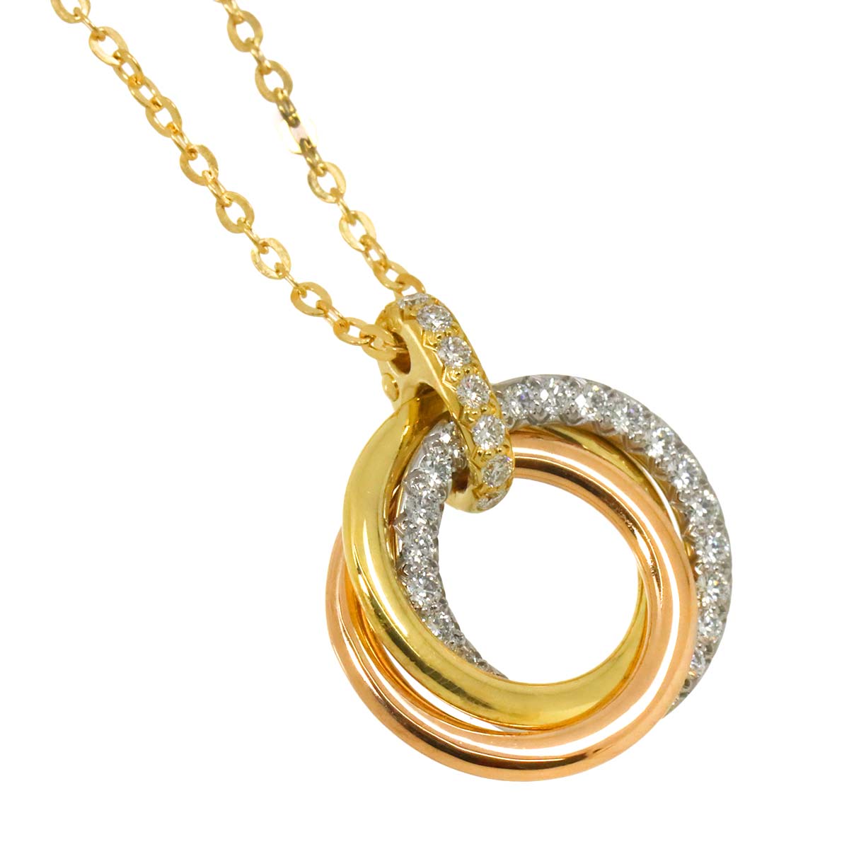 Trinity SM Diamond Necklace 18K YG WG PG 750