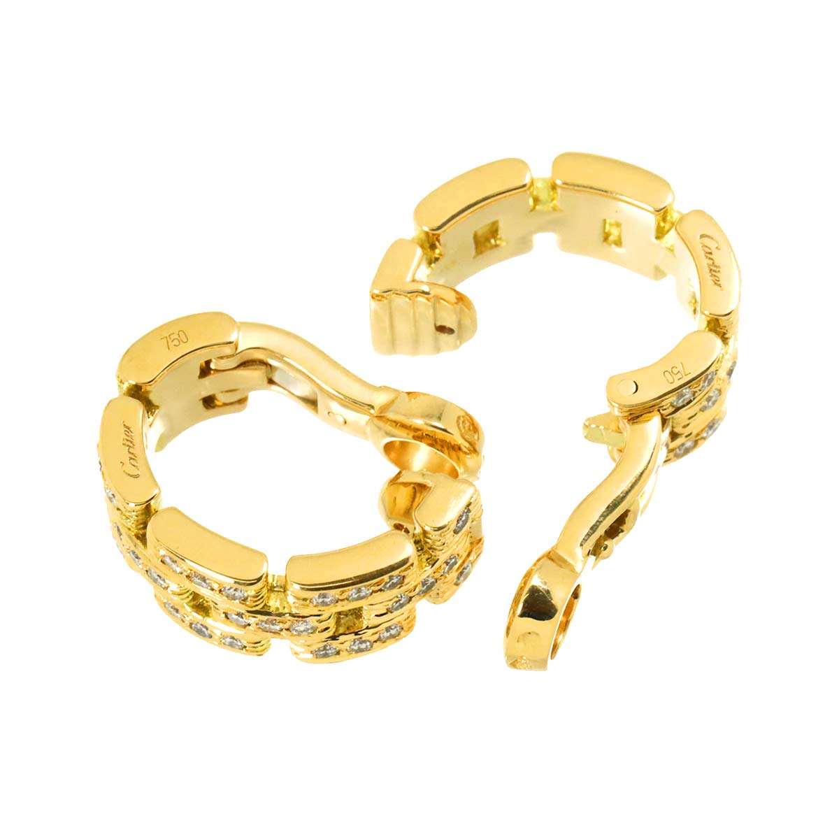 Maillon Panthere Diamond Earrings Clip on 18K YG 750