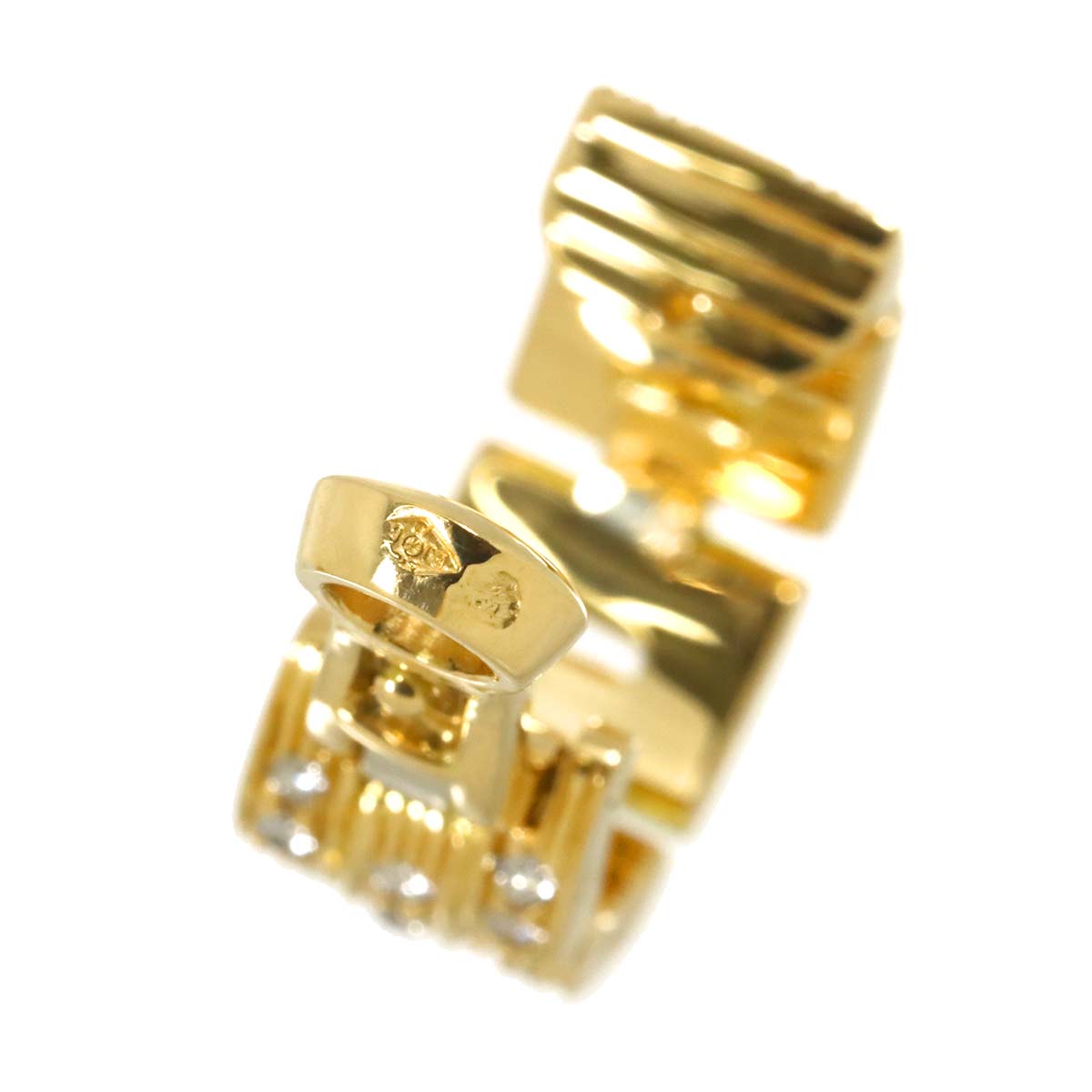 Maillon Panthere Diamond Earrings Clip on 18K YG 750