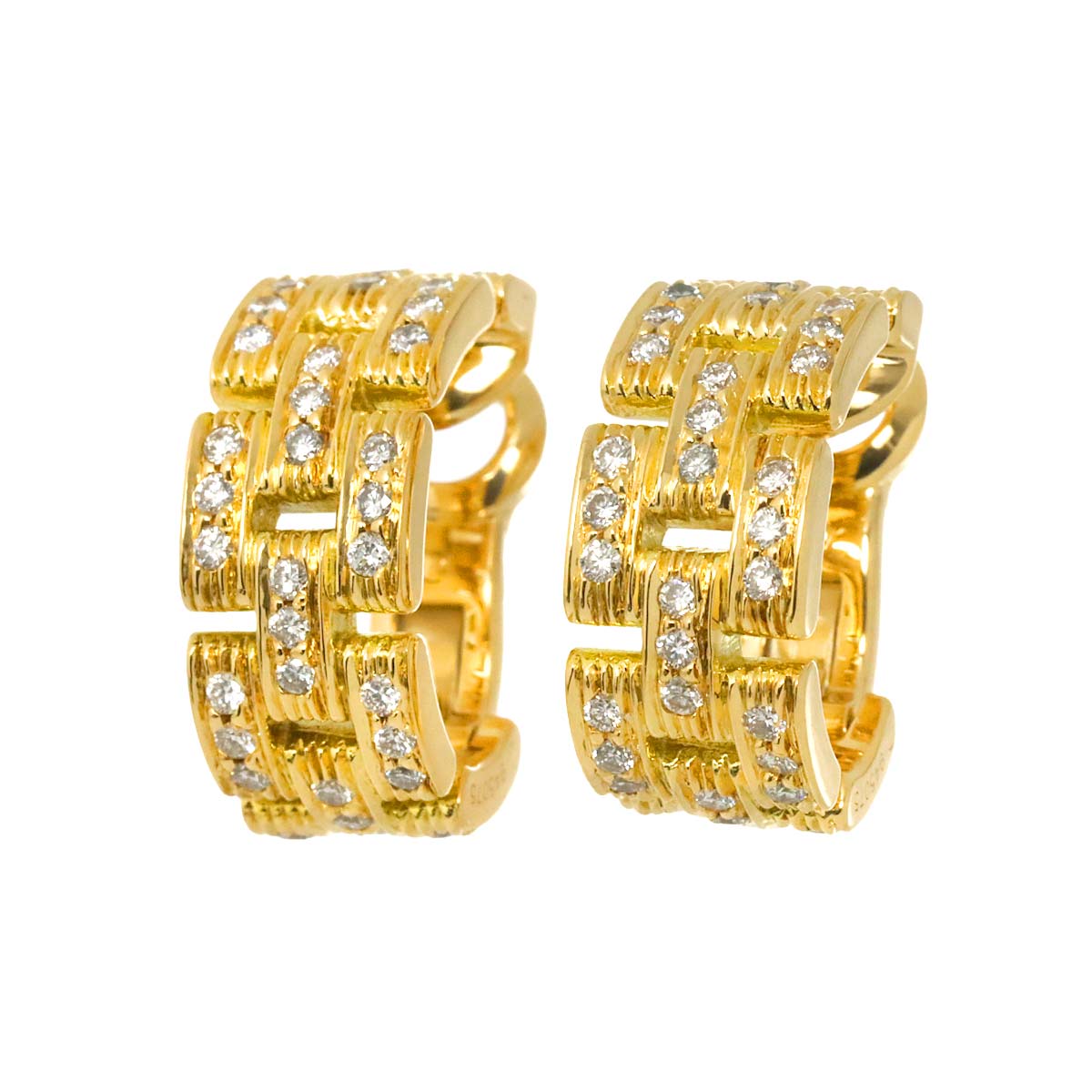 Maillon Panthere Diamond Earrings Clip on 18K YG 750