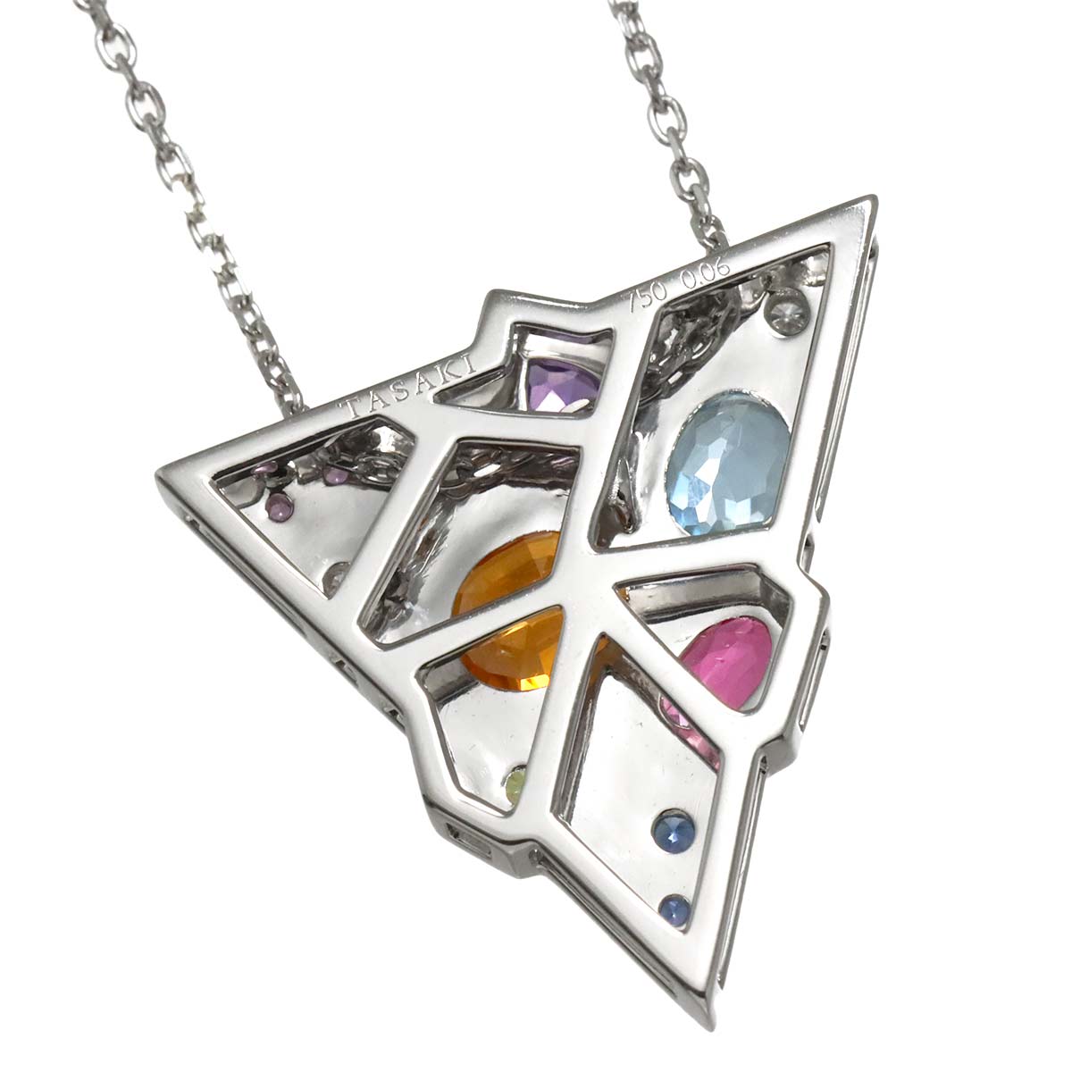 Diamond 0.06ct Multi Stone Necklace 18K WG White Gold 750