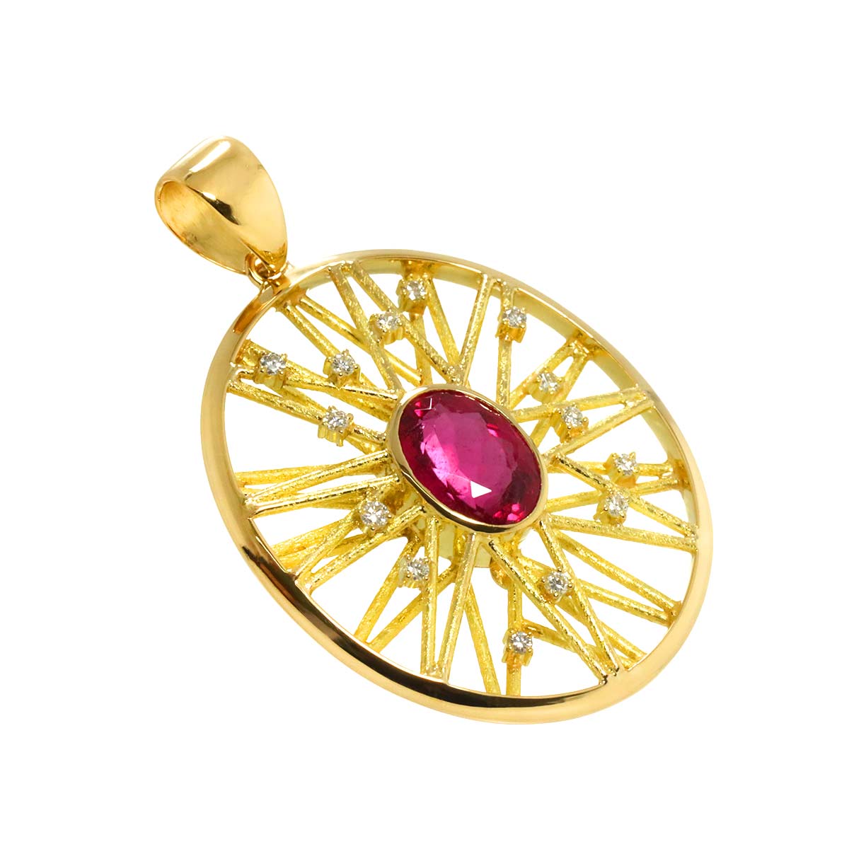 Tourmaline 3.67ct Diamond 0.24ct Pendant Top 18K YG 750