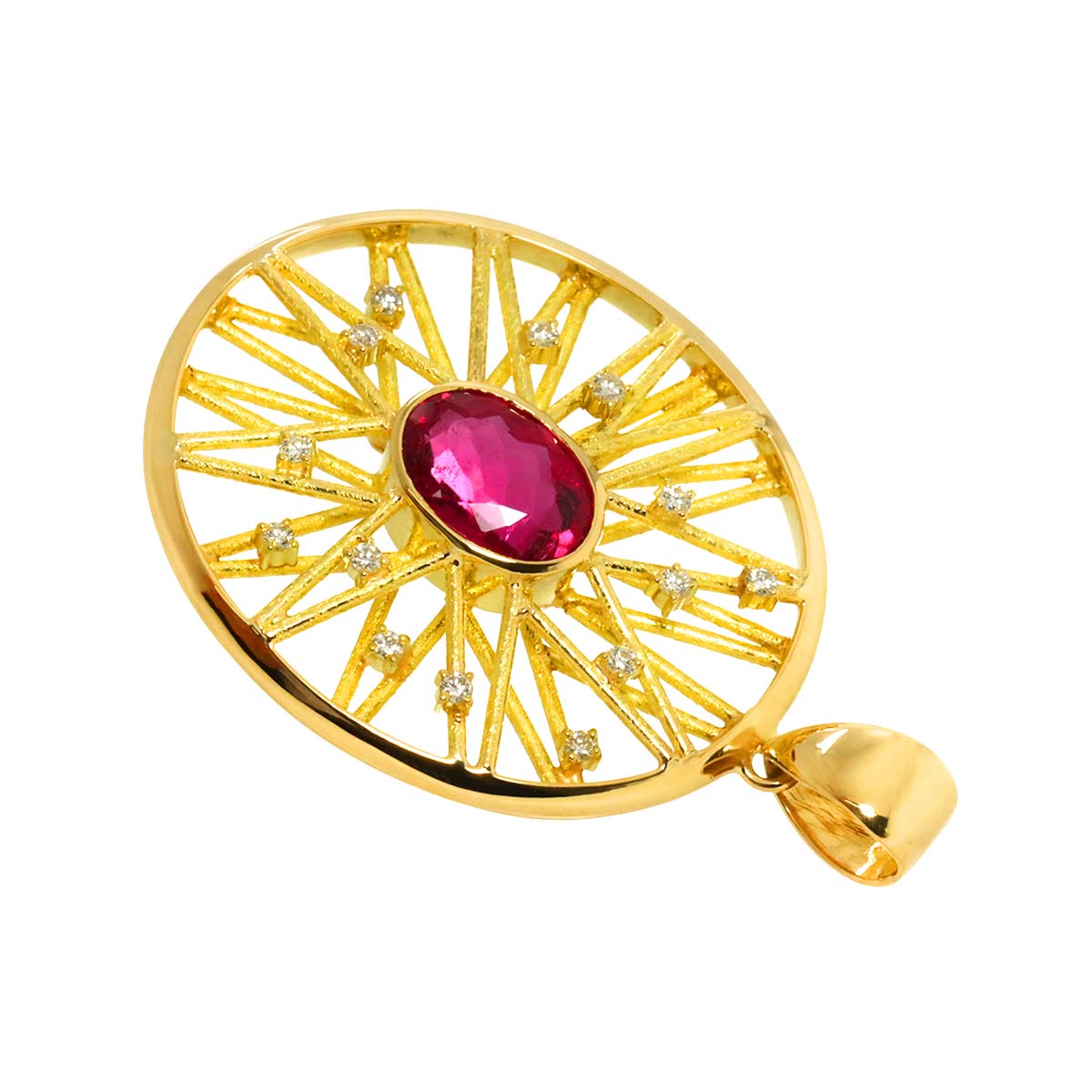 Tourmaline 3.67ct Diamond 0.24ct Pendant Top 18K YG 750