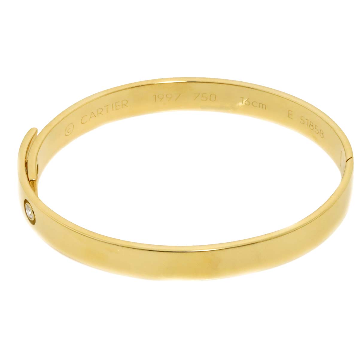 Anniversary Bracelet Diamond 1P Bangle 18K YG 750 Size16