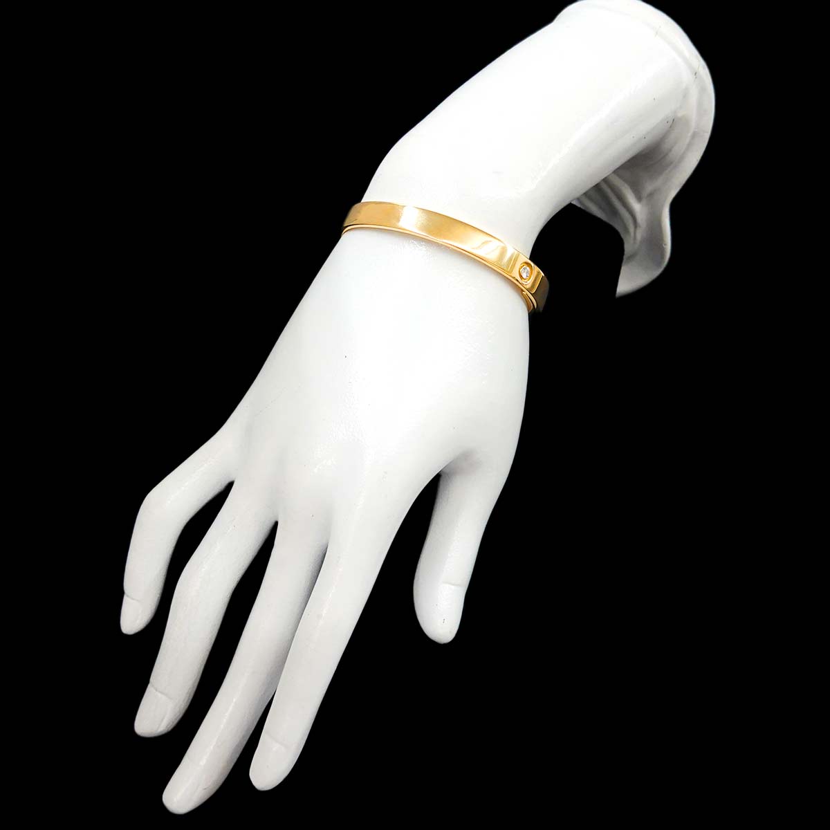 Anniversary Bracelet Diamond 1P Bangle 18K YG 750 Size16