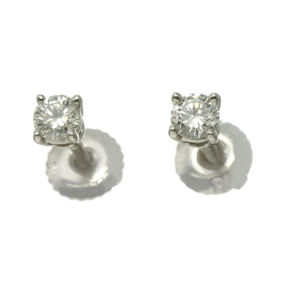 Solitaire Diamond Earrings Pierced Pt