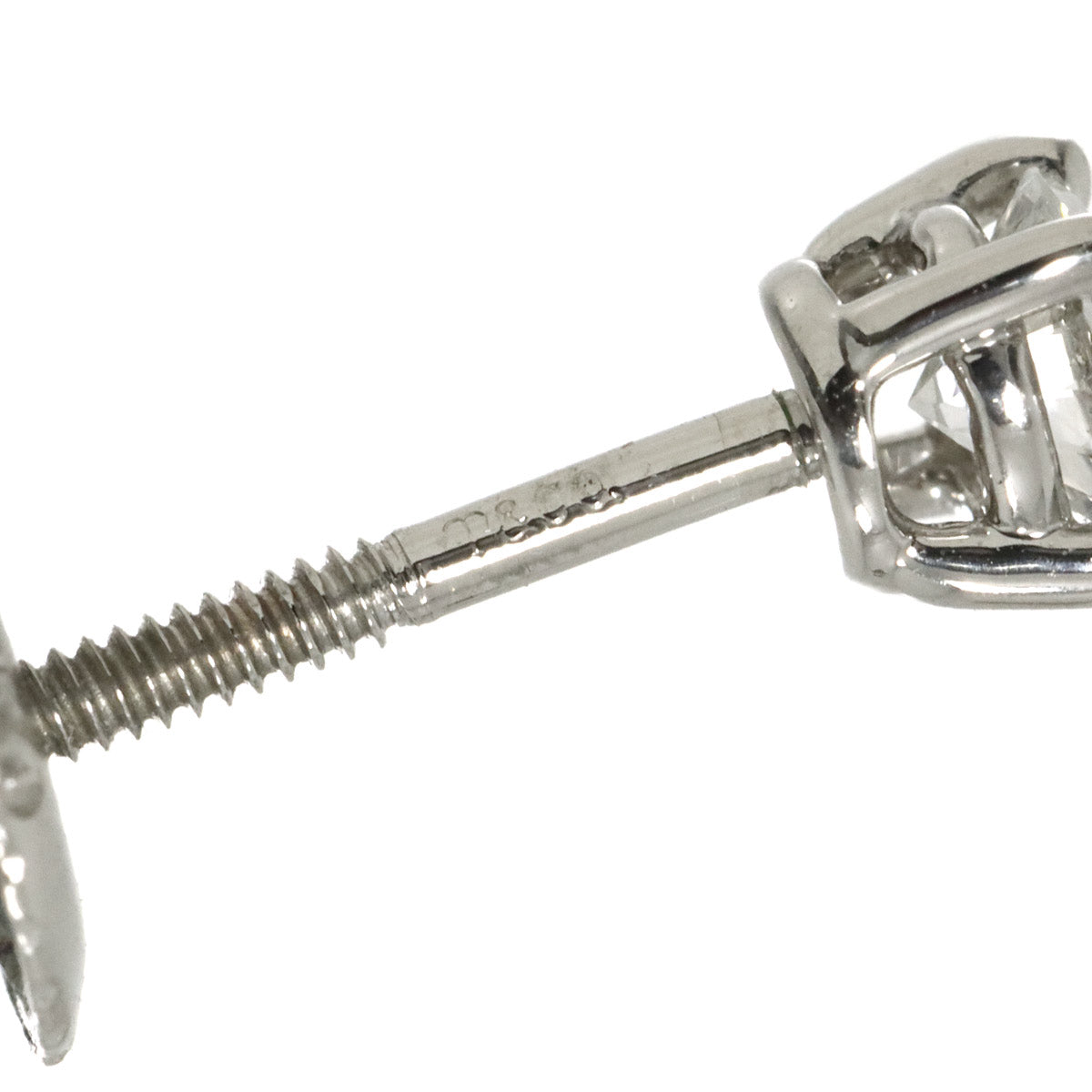 Solitaire Diamond Earrings Pierced Pt