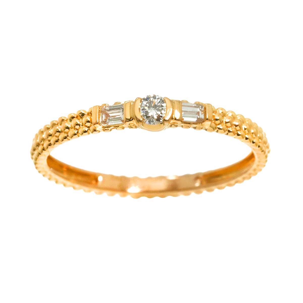 Diamond Ring 18K PG 750 size6.75-7.25(US)