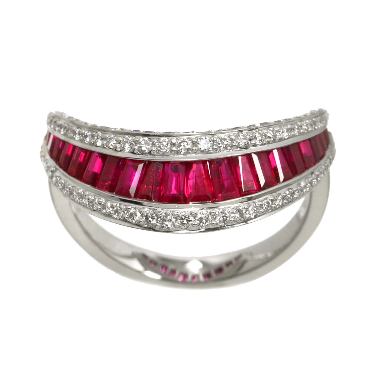 Ruby 1.67ct Diamond 0.35ct Ring 18K WG 750 Size7.5-7.75(US)