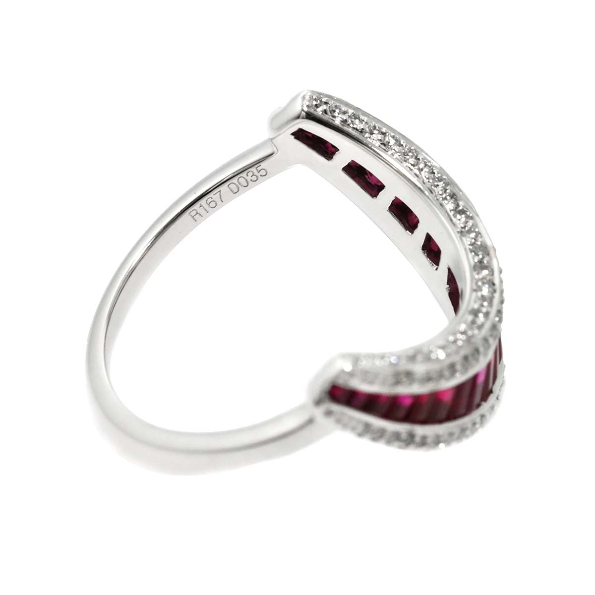 Ruby 1.67ct Diamond 0.35ct Ring 18K WG 750 Size7.5-7.75(US)