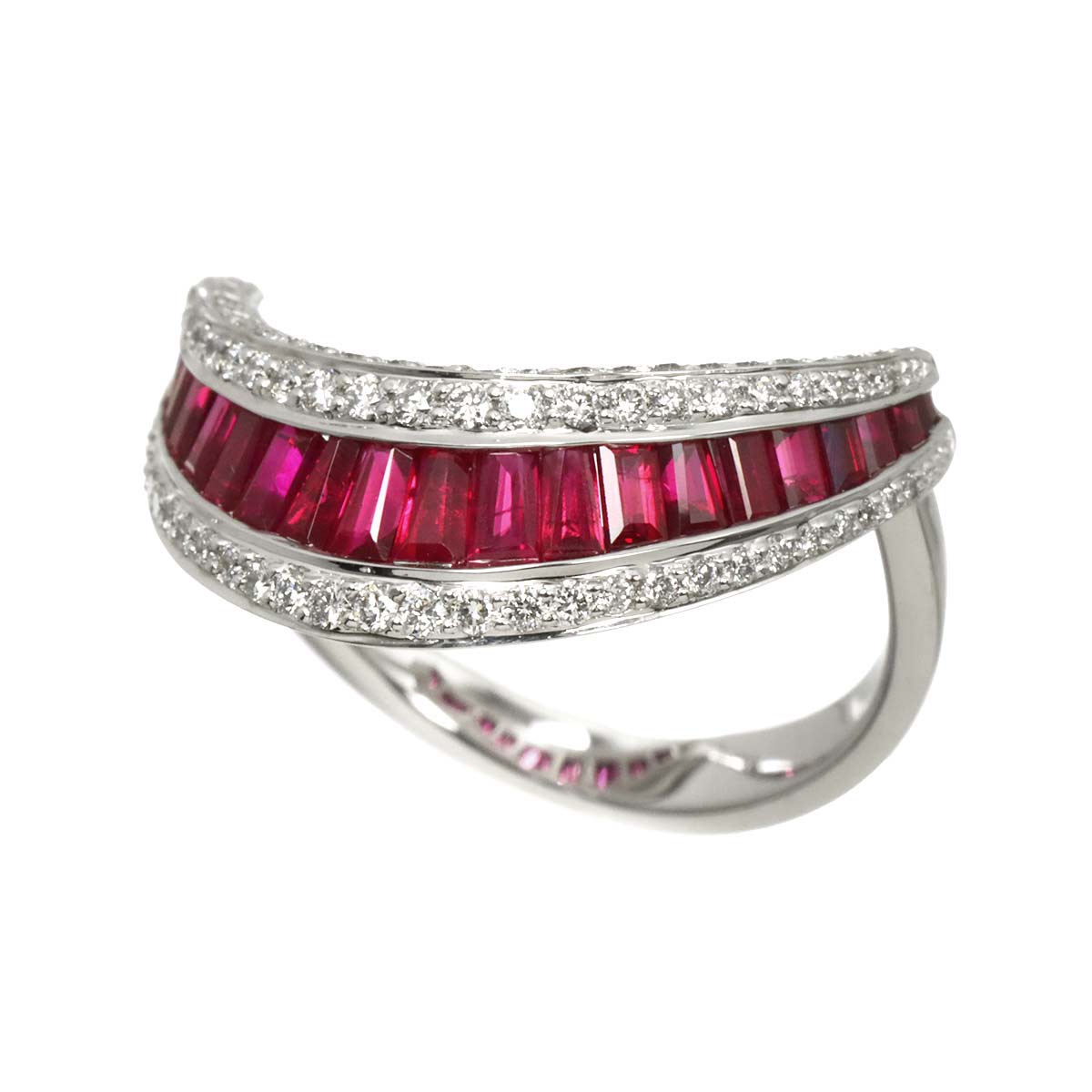 Ruby 1.67ct Diamond 0.35ct Ring 18K WG 750 Size7.5-7.75(US)