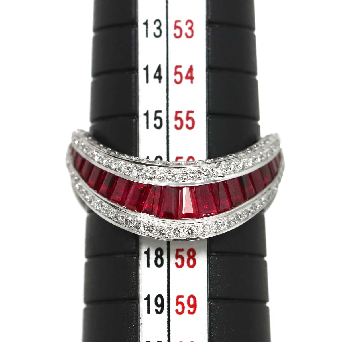 Ruby 1.67ct Diamond 0.35ct Ring 18K WG 750 Size7.5-7.75(US)
