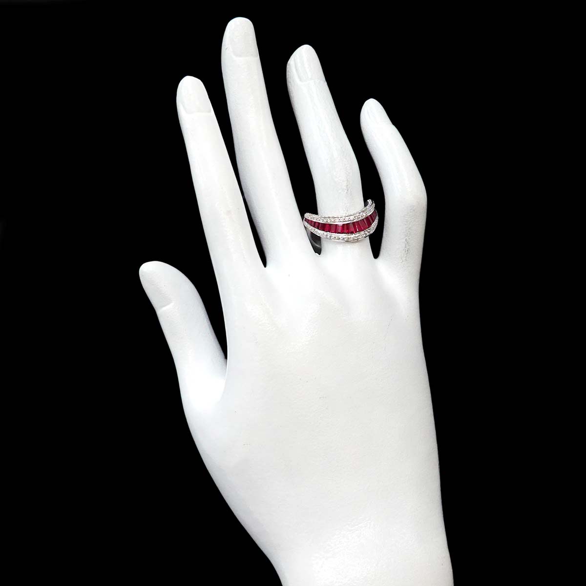 Ruby 1.67ct Diamond 0.35ct Ring 18K WG 750 Size7.5-7.75(US)
