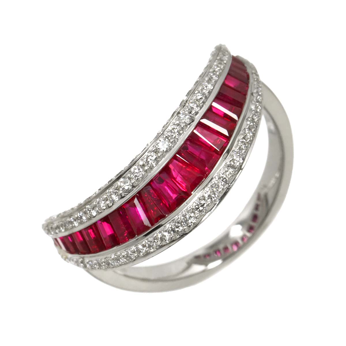 Ruby 1.67ct Diamond 0.35ct Ring 18K WG 750 Size7.5-7.75(US)